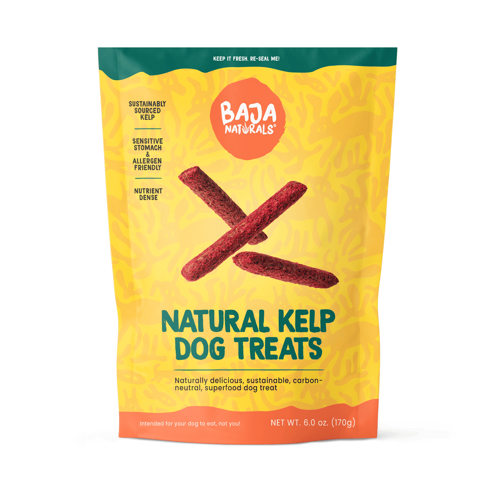 6 oz bag of Baja Naturals kelp dog treats, part of the Complete Kit